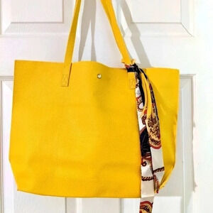 Yellow Shoulder Tote‎ Tassel Vegan Leather Bag